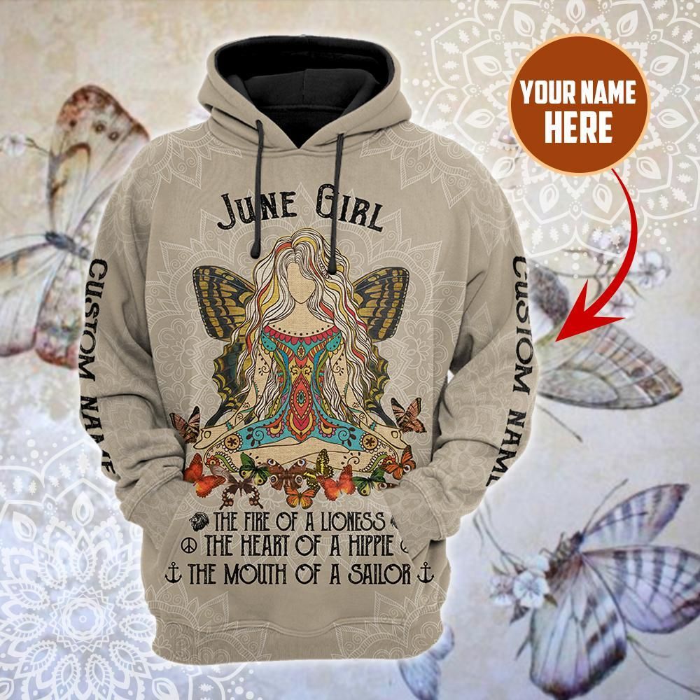 June Girl Hippie Customize Name 3D Hoodie