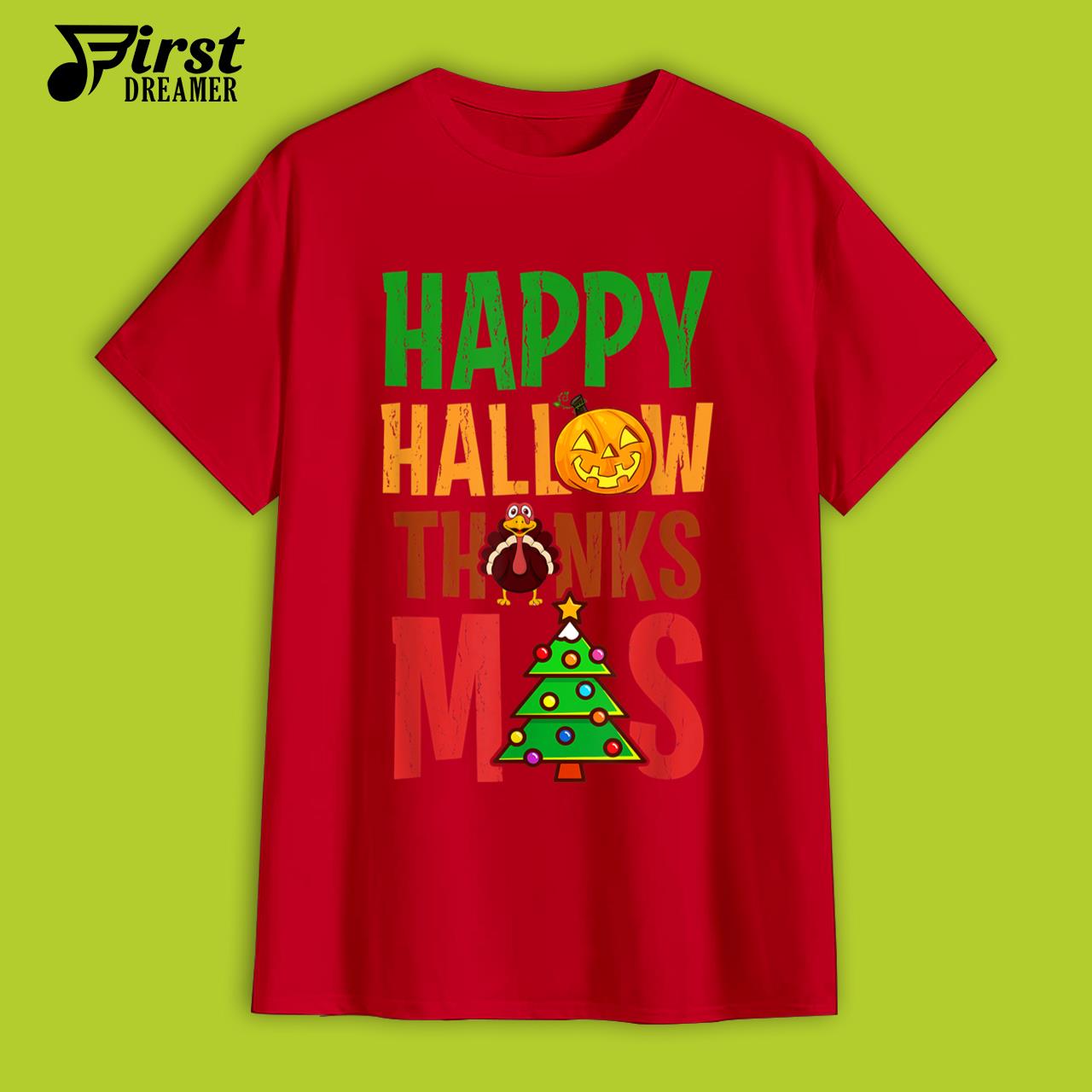 Ki Hallothanksmas Turkey Halloween Thanksgiving Christmas T-Shirt