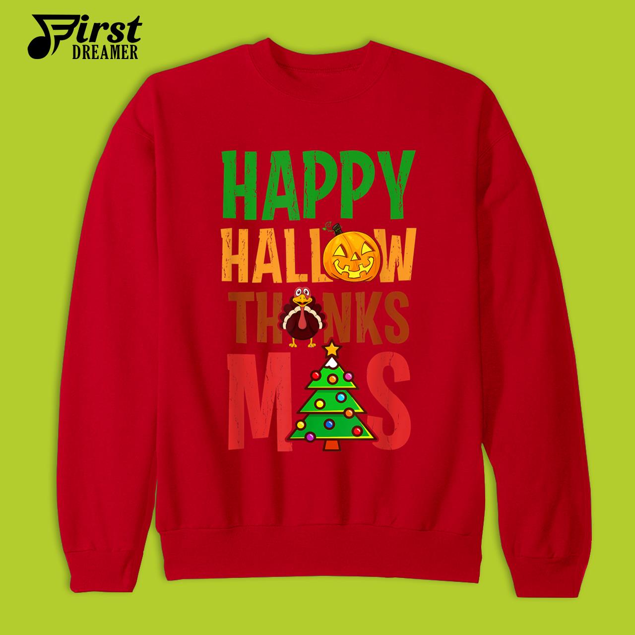 Ki Hallothanksmas Turkey Halloween Thanksgiving Christmas T-Shirt