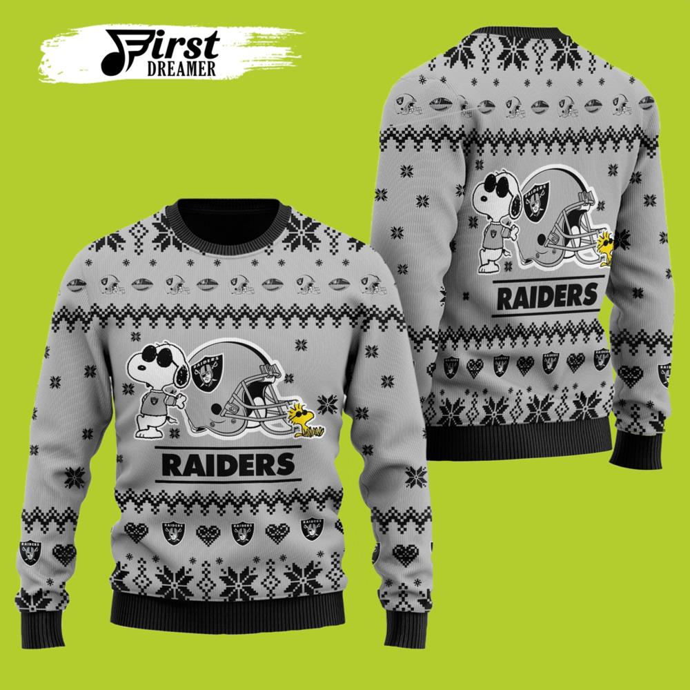 Las Vegas Raiders Cute The Snoopy Show Football Helmet Raiders Ugly Christmas Sweater- Best Christmas Gifts 2023