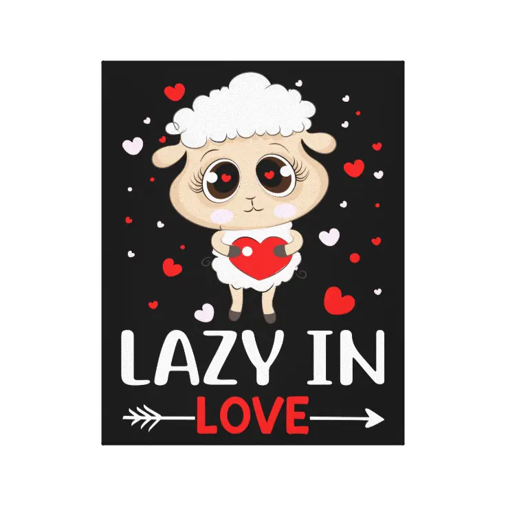 Lazy in Love Sheep for Valentine’s Day Singles Canvas Print