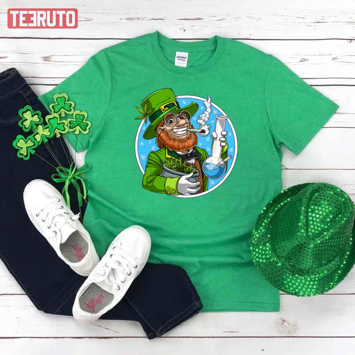 Leprechaun Smoking Weed Unisex T-Shirt