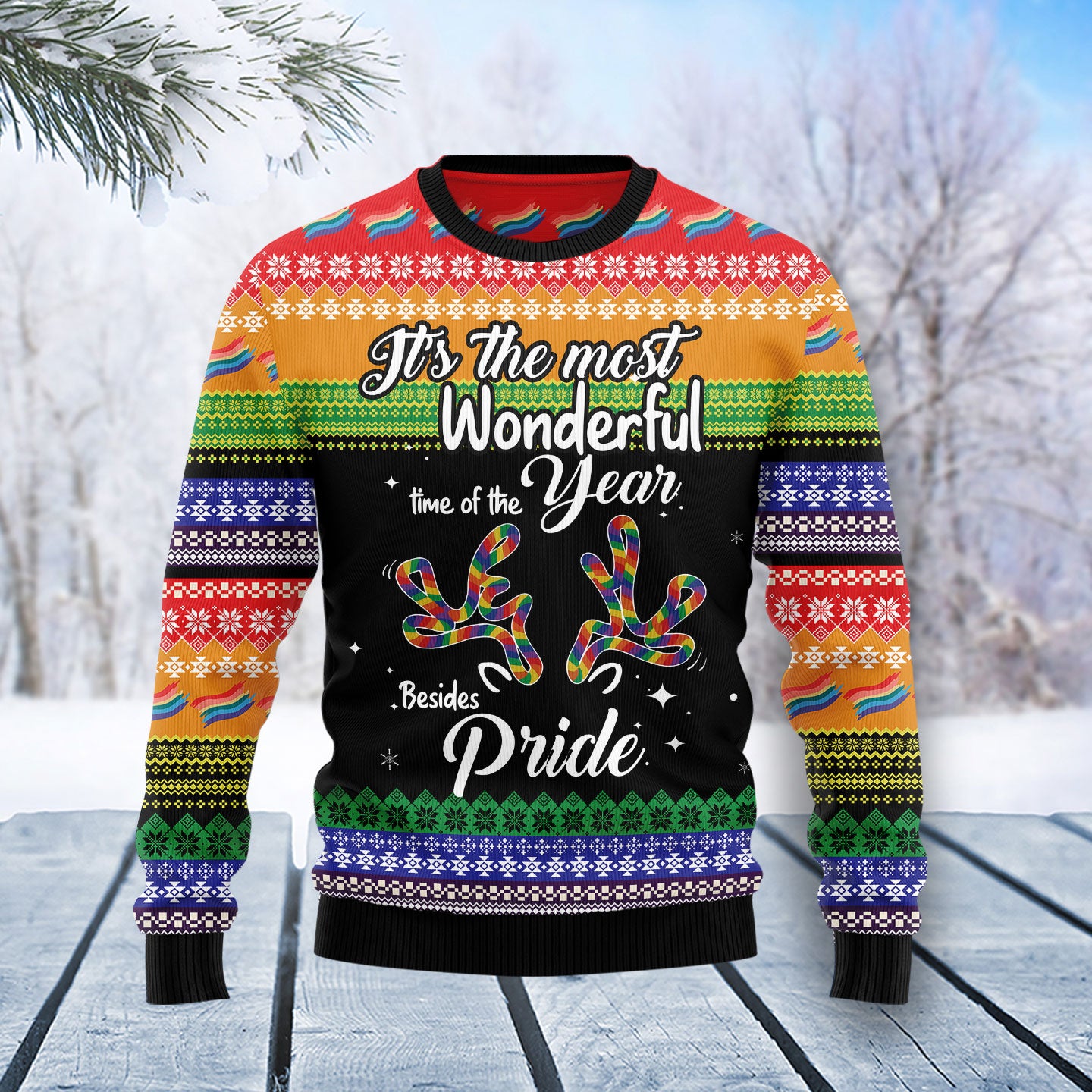 LGBT Beside Pride T0411 Ugly Christmas Sweater- Best Christmas Gifts 2023