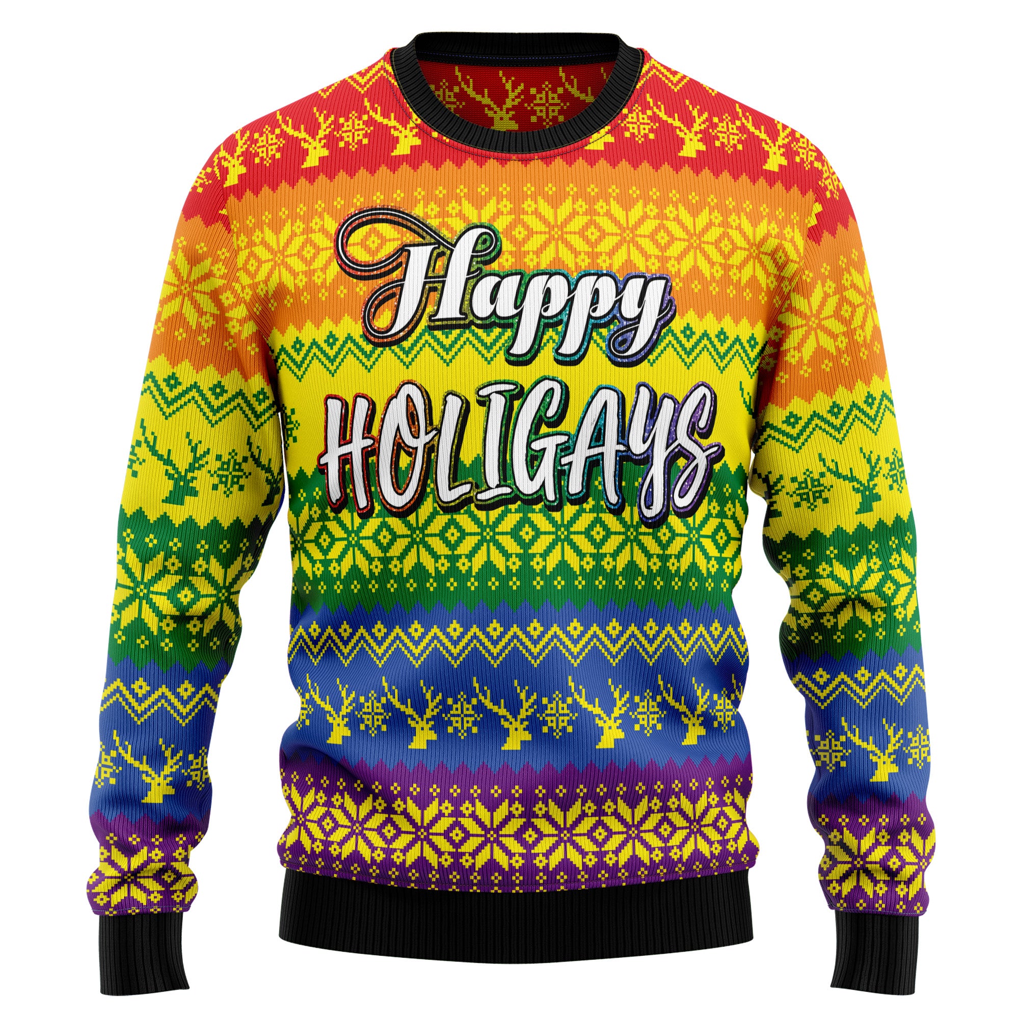 LGBT Gay Pride Happy Holigays HZ101909 Ugly Christmas Sweater- Best Christmas Gifts 2023