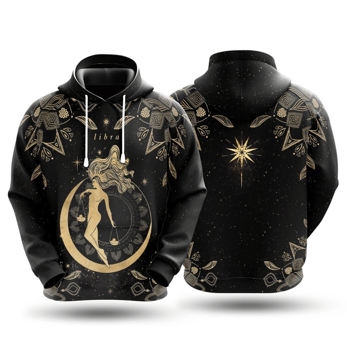 Libra Golden Zodiac 3D Hoodie