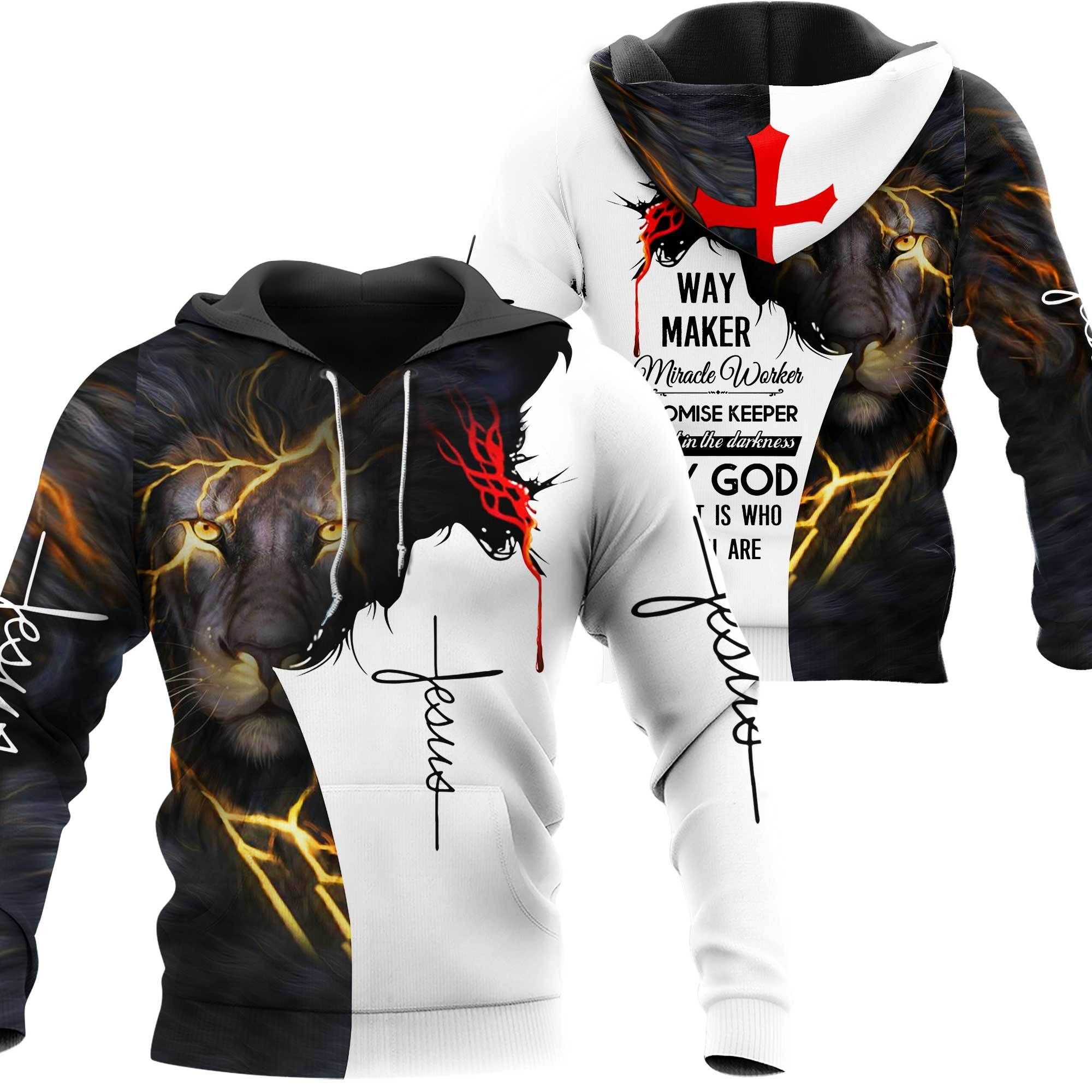 Lion Way Maker Miracle Worker Christian 3D Hoodie