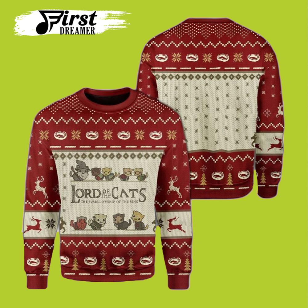 Lord Of The Rings Ugly Christmas Sweater Cute Lord Of The Cats- Best Christmas Gifts 2023