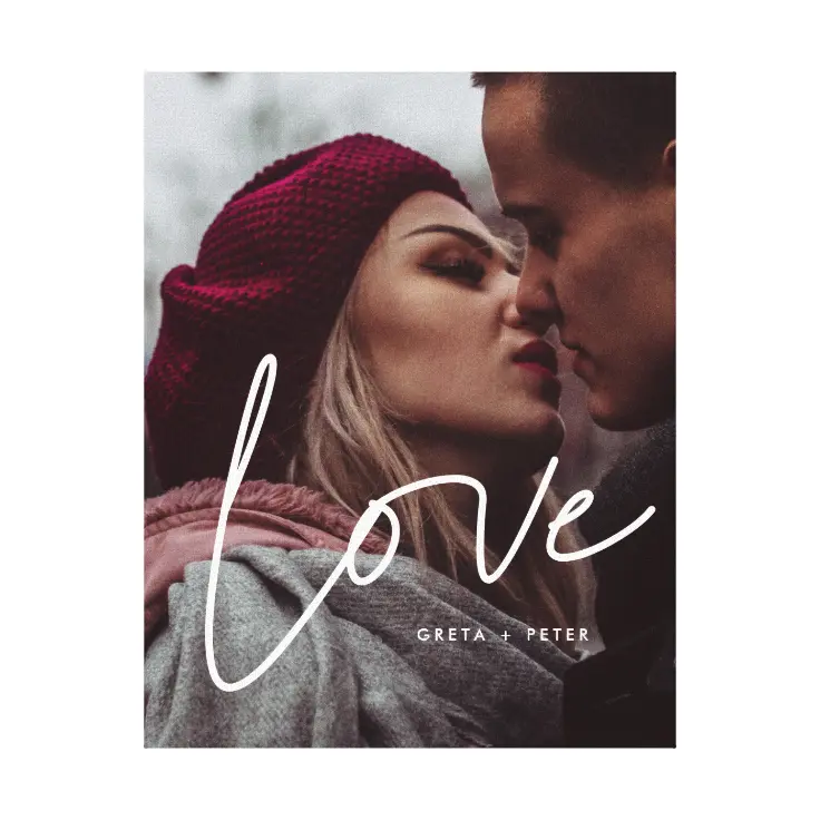 Love modern calligraphy couple photo canvas print