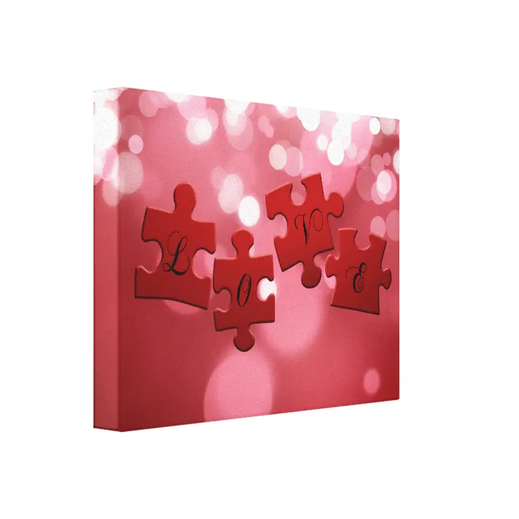 Love Script Puzzle Pieces Canvas Print