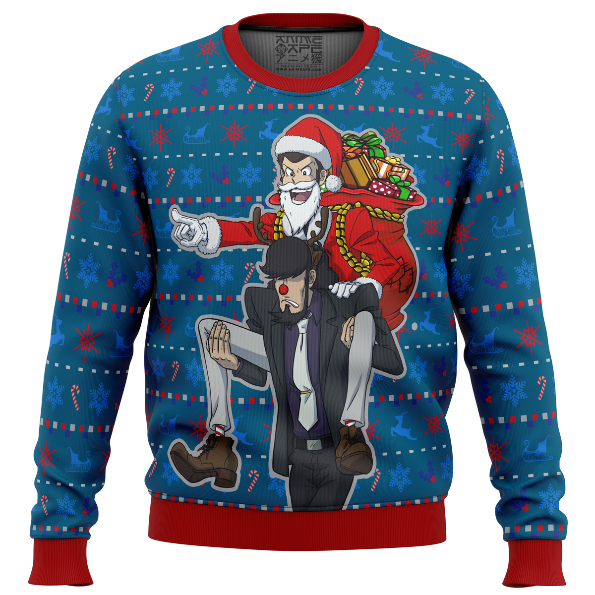 Lupin the 3rd Run Run Rudolph Ugly Christmas Sweater- Best Christmas Gifts 2023