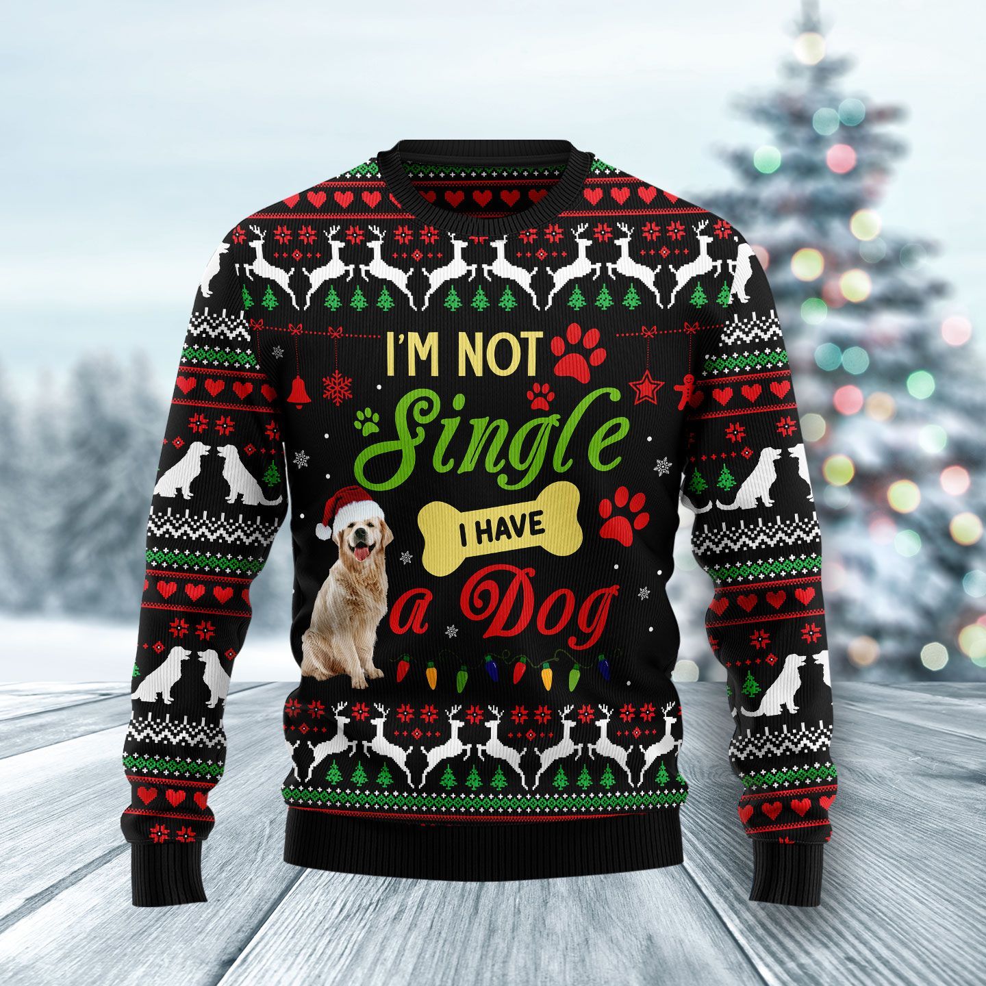 ?M Not Single I Have A Golden Retriever Ugly Christmas Sweater- Best Christmas Gifts 2023