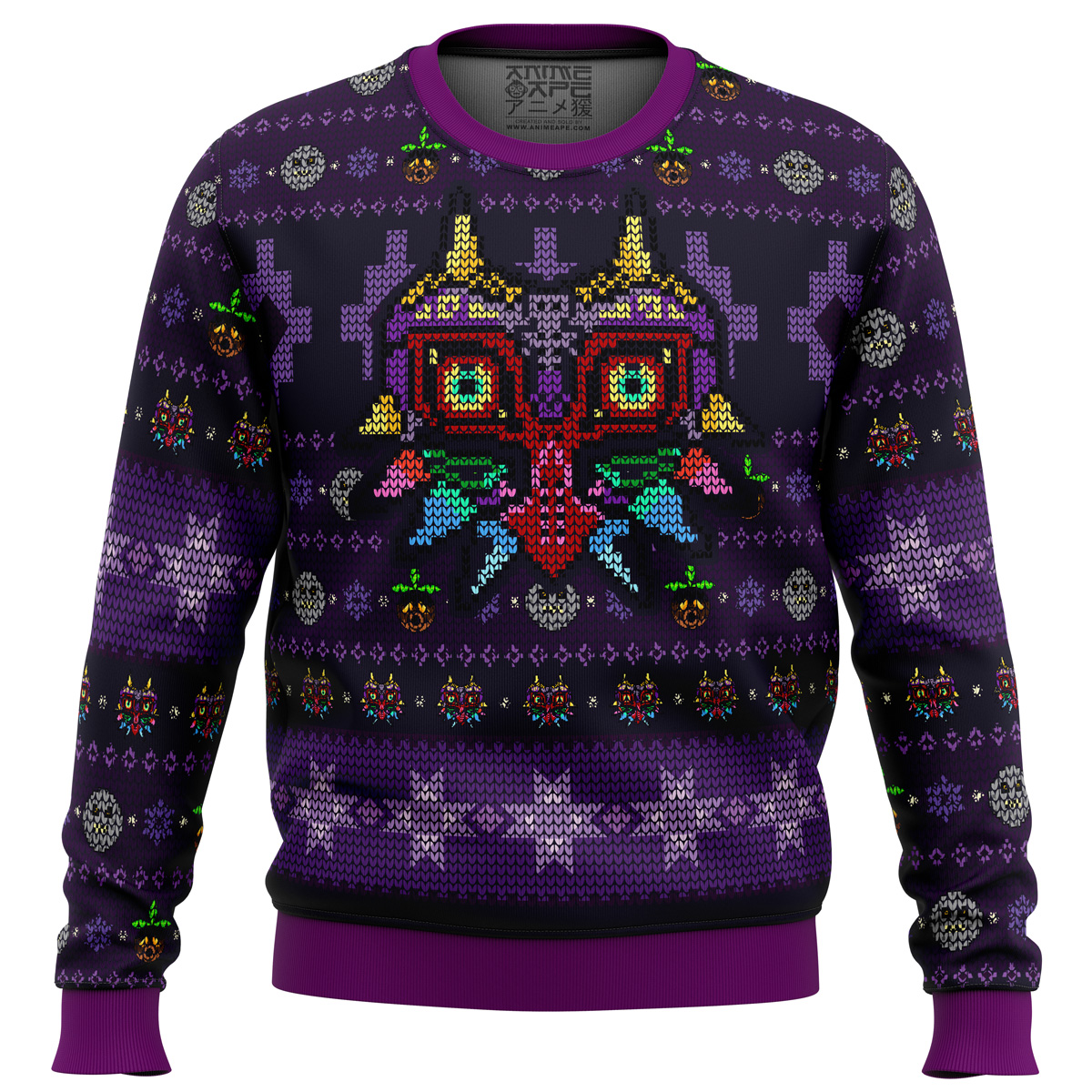 Majoras Mask Seamless Pattern Legend of Zelda Ugly Christmas Sweater- Best Christmas Gifts 2023