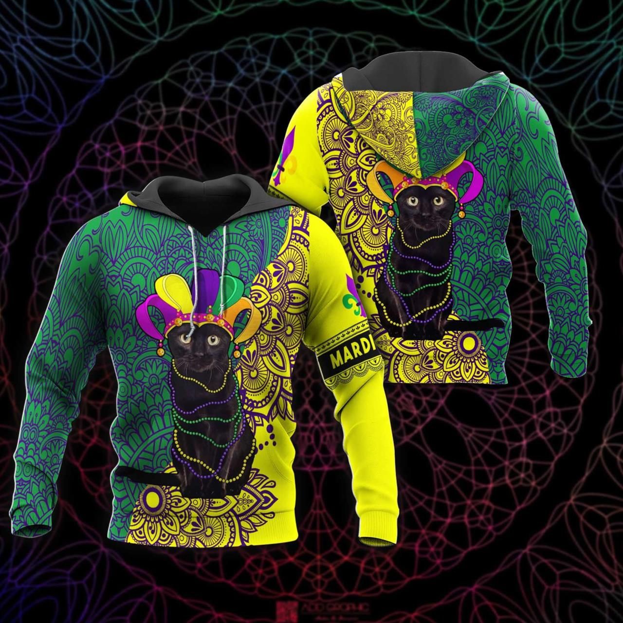 Mardi Gras Cat LHT 3D Hoodie