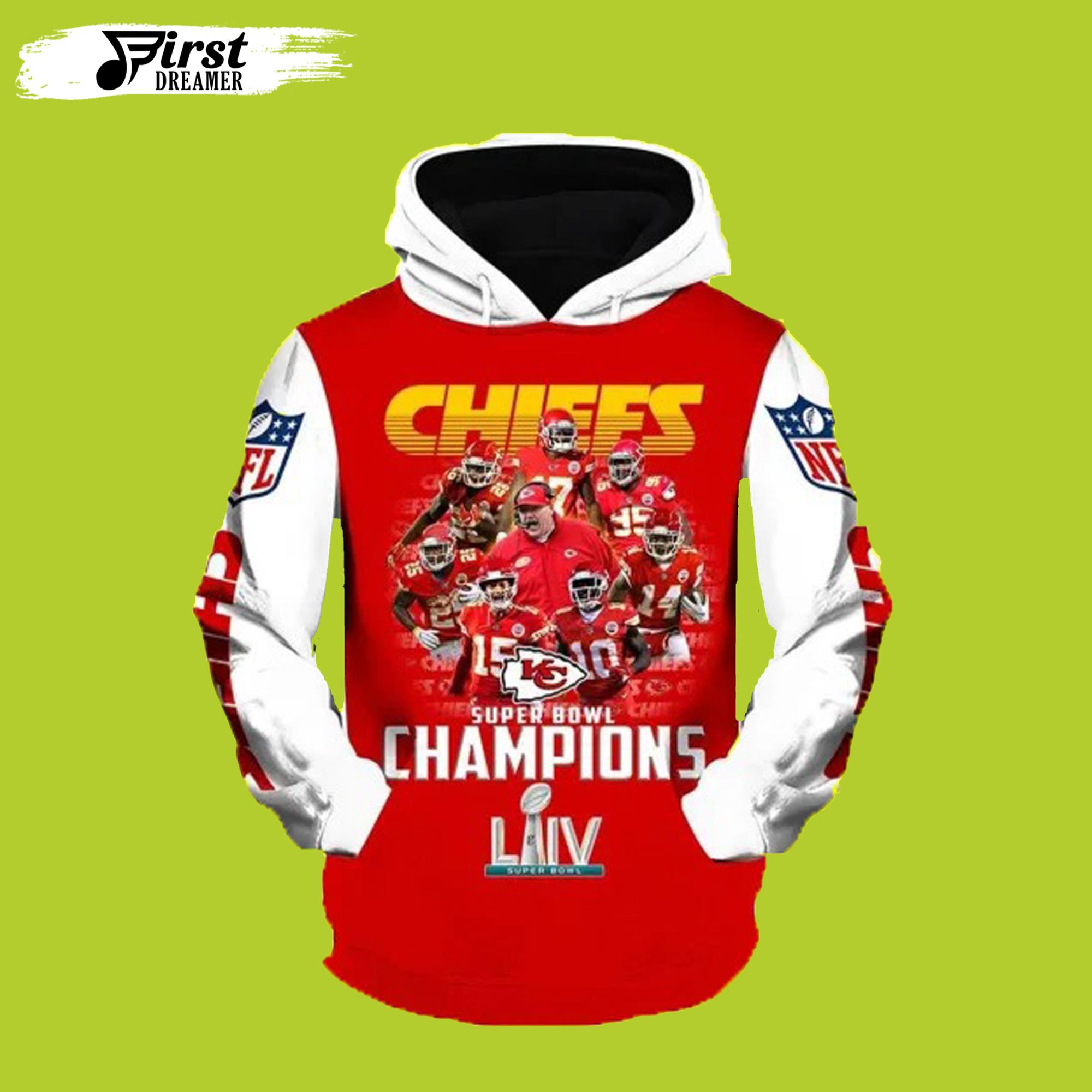 Men NFL Champions Kansas City Chiefs Hoodie 3D