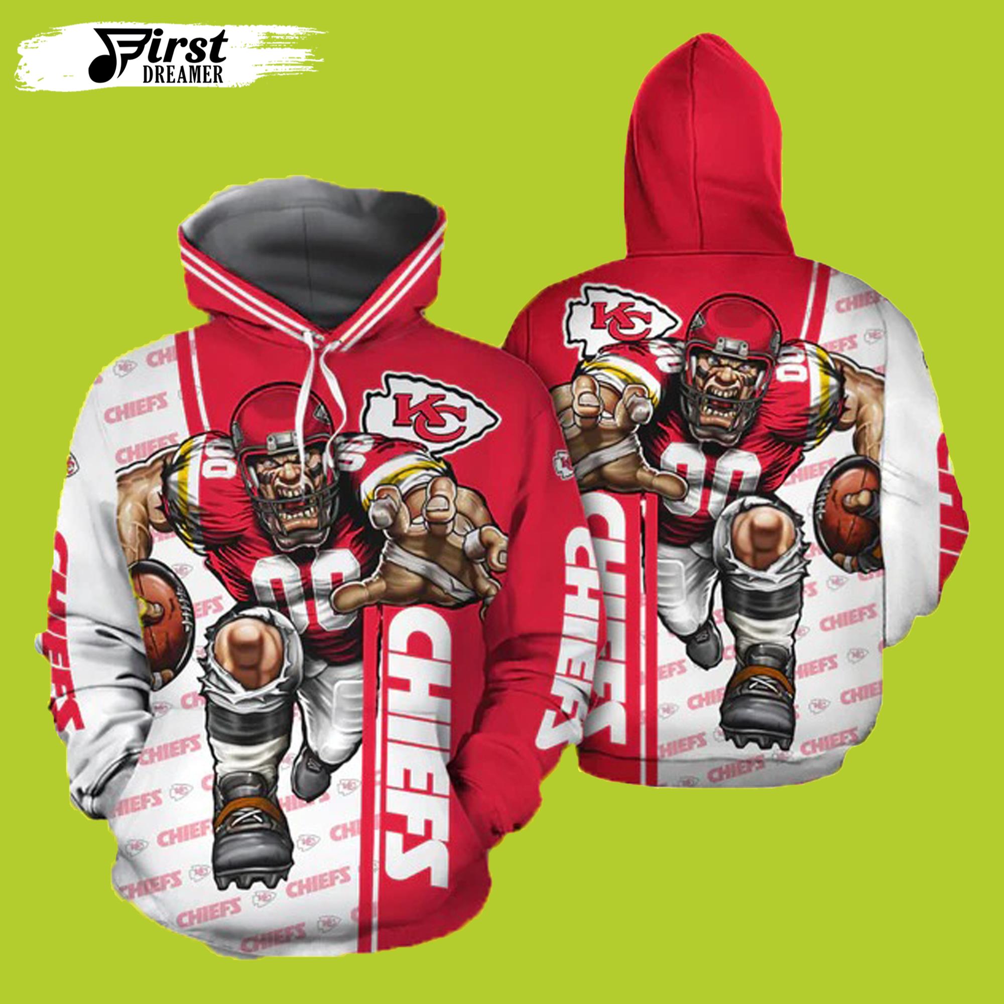 Mens Mascot 3D Ultra Cool Kansas City Chiefs Hoodie 3D