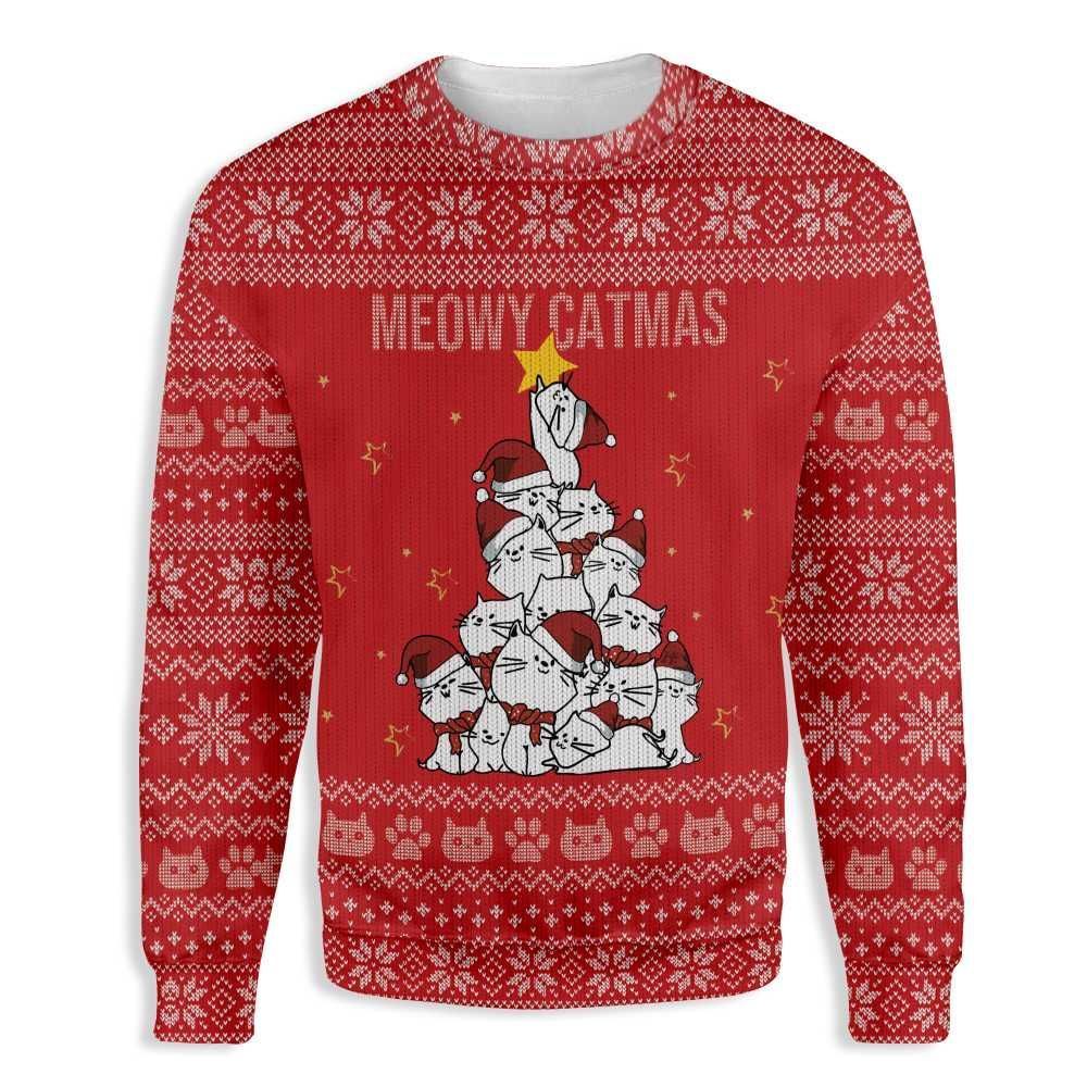 Meowy Catmas Christmas Tree Ugly Christmas Sweater – Best Christmas Gifts 2023