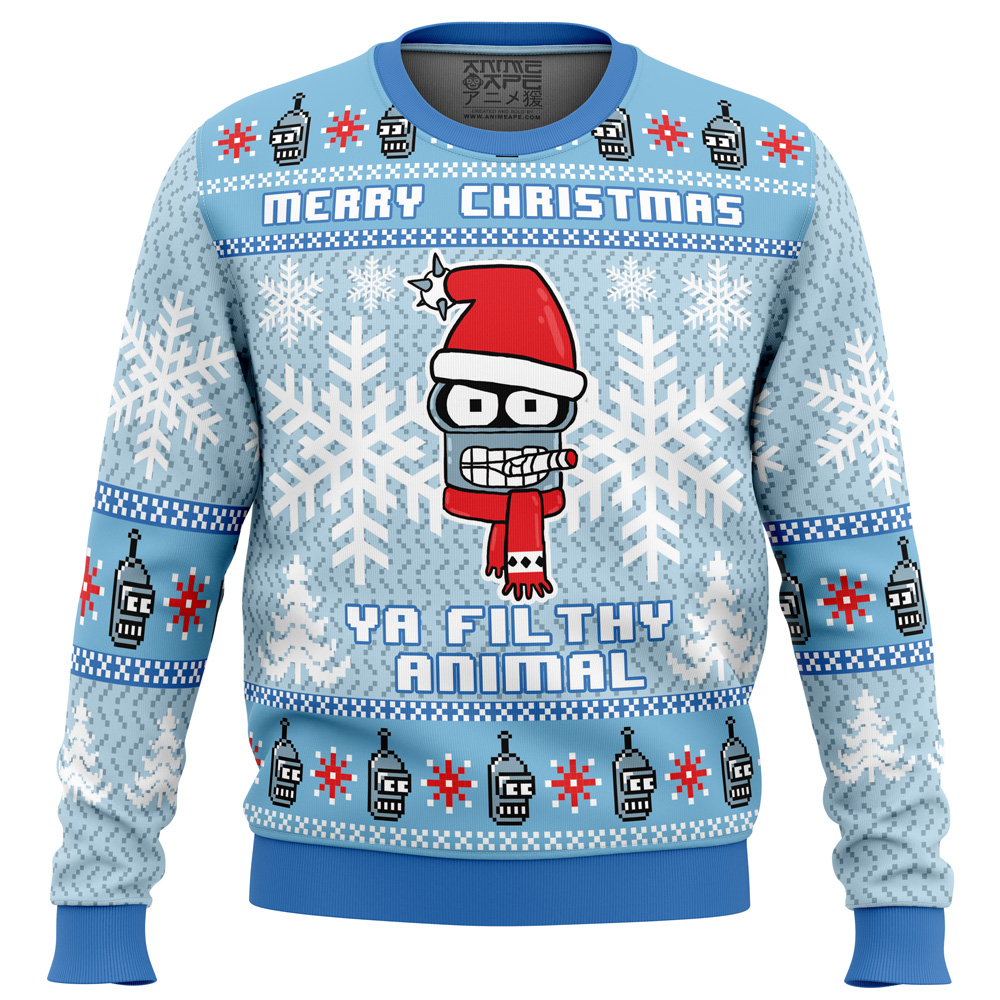 Merry Christmas Ya Filthy Animal Futurama Ugly Christmas Sweater- Best Christmas Gifts 2023