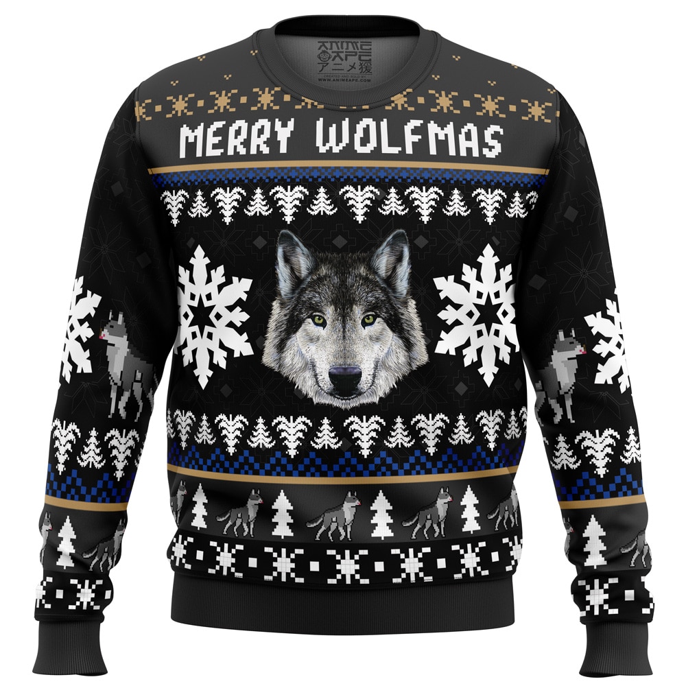 Merry Wolfmas Wolf Ugly Christmas Sweater- Best Christmas Gifts 2023