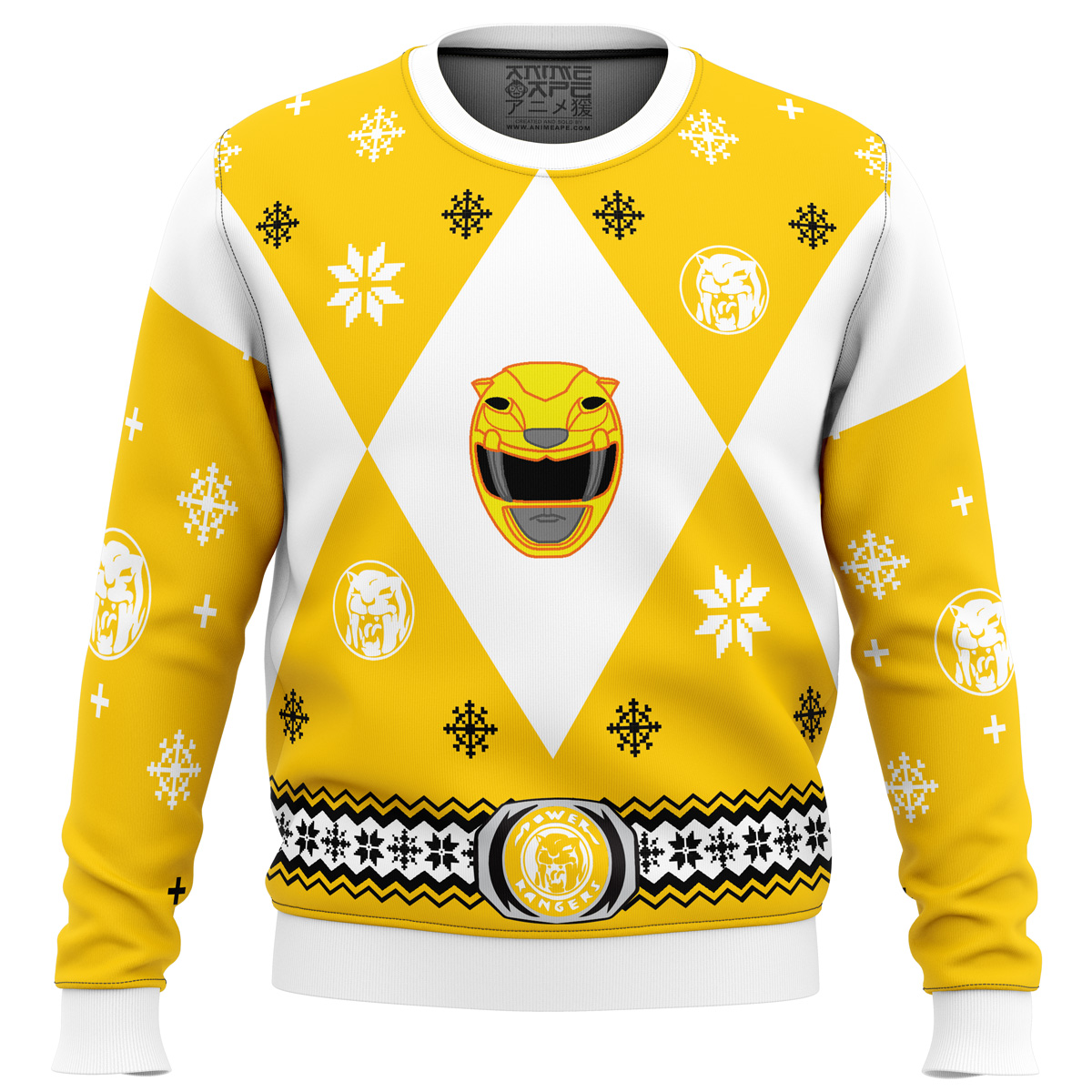 Mighty Morphin Power Rangers Yellow Ugly Christmas Sweater- Best Christmas Gifts 2023