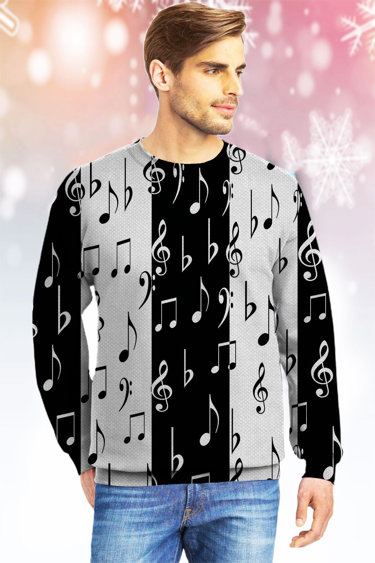 Music Note KVH Ugly Christmas Sweater|Crewneck Sweatshirts For Men & Women|Merry Christmas- Best Christmas Gifts 2023