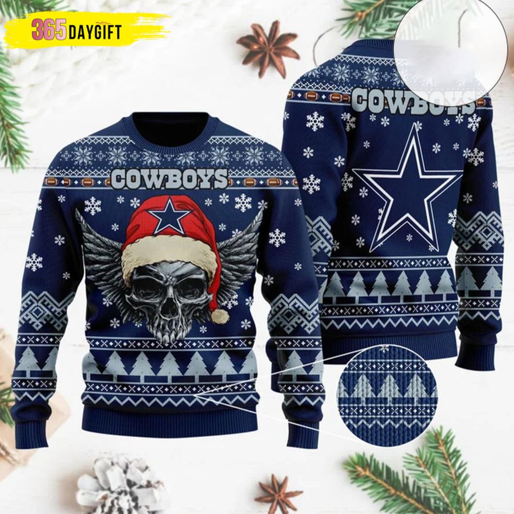 NFL Dallas Cowboys Ugly Christmas Sweater Skull Xmas- Best Christmas Gifts 2023