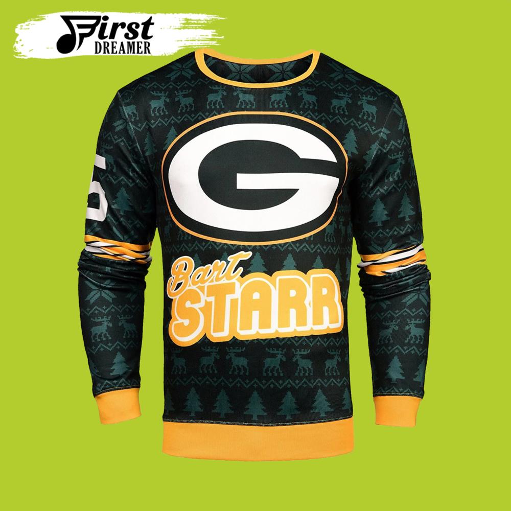 NFL Men’s Bart Starr Green Bay Packers Ugly Christmas Sweater- Best Christmas Gifts 2023