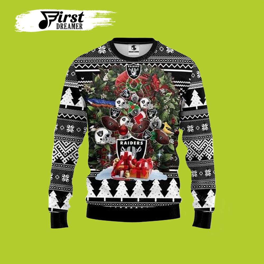 Nfl Oakland Raiders Tree Christmas Raiders Ugly Christmas Sweater- Best Christmas Gifts 2023