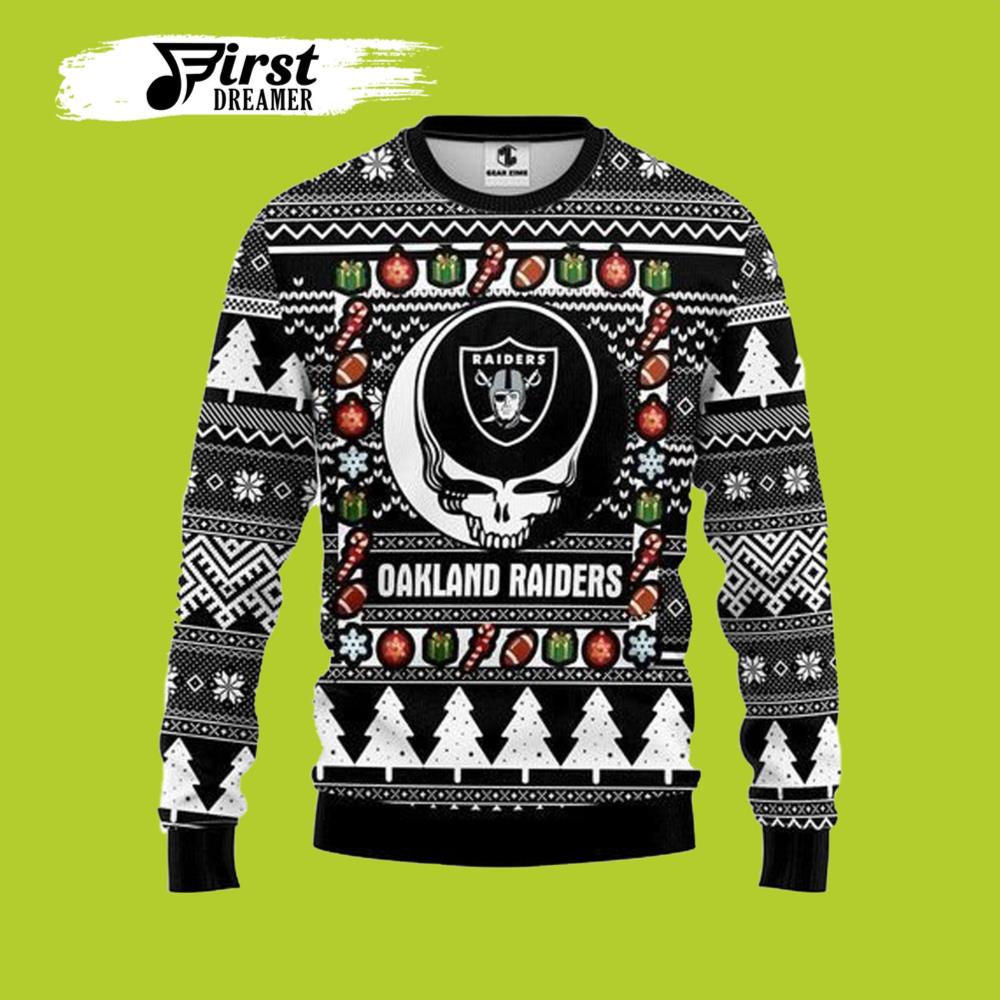 Oakland Grateful Dead Raiders Ugly Christmas Sweater- Best Christmas Gifts 2023