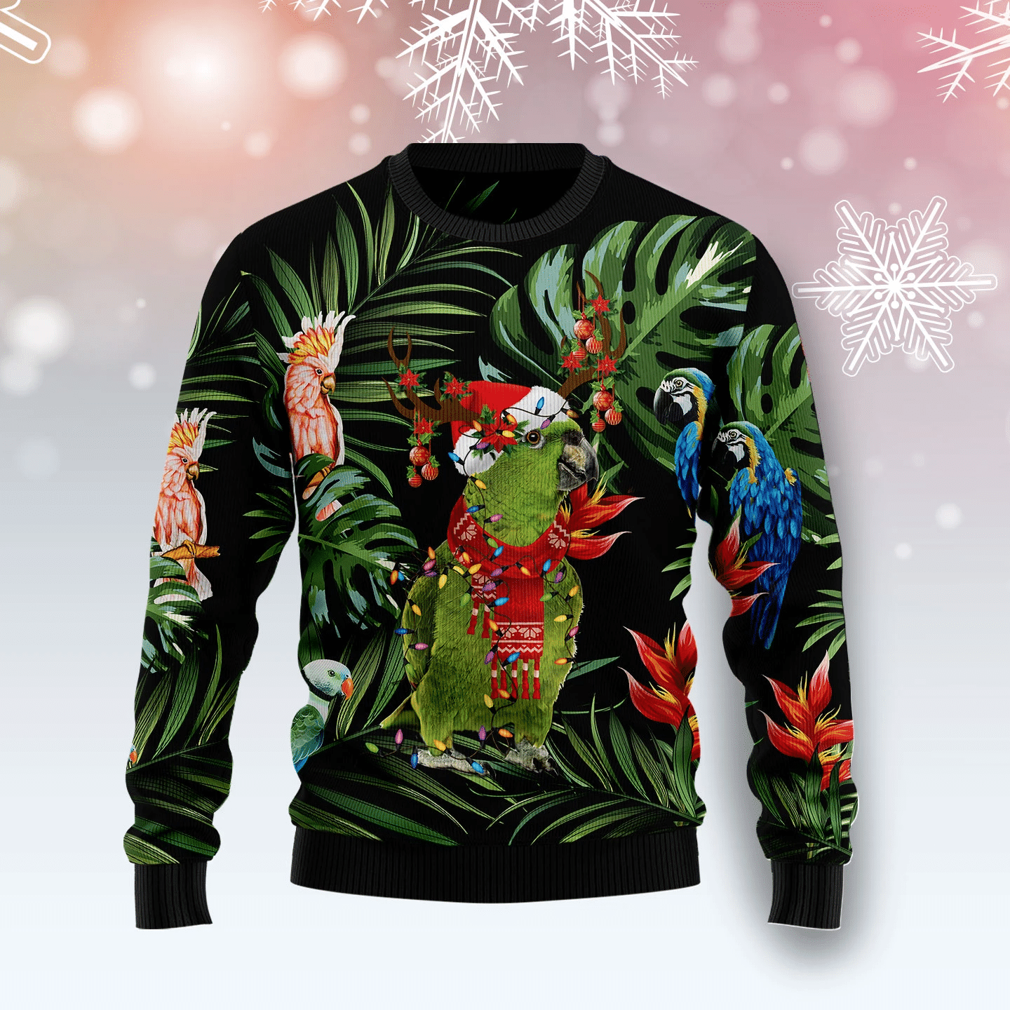 Parrot Tropical Christmas Ugly Christmas Sweater- Best Christmas Gifts 2023