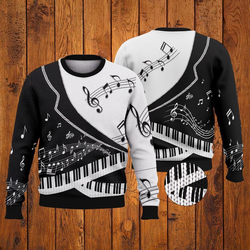 Piano Keboard Black And White Trending Ugly Christmas Sweater- Best Christmas Gifts 2023