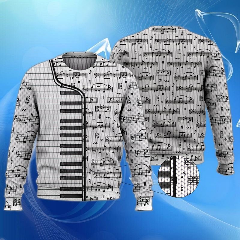 Piano Music Note Black And White Shirt For Music Lovers Ugly Christmas Sweater- Best Christmas Gifts 2023