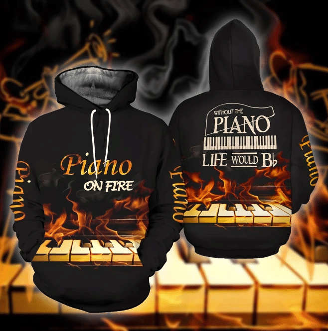 Piano On Fire 3D Hoodie