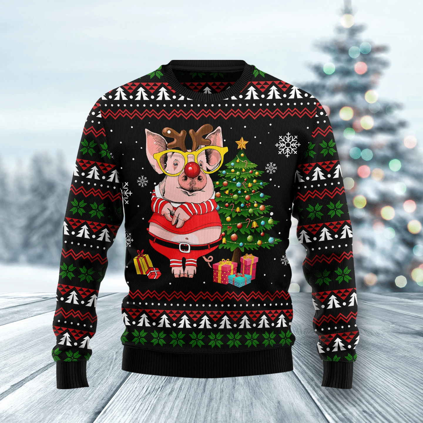 Pig Gorgeous Reindeer Christmas Ugly Christmas Sweater- Best Christmas Gifts 2023