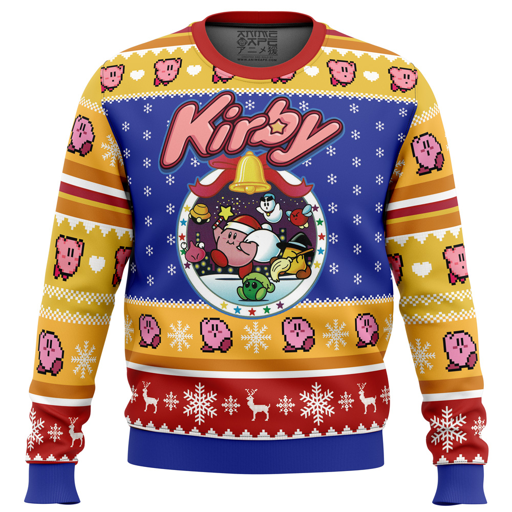 Pink Puff Christmas Kirby Ugly Christmas Sweater- Best Christmas Gifts 2023