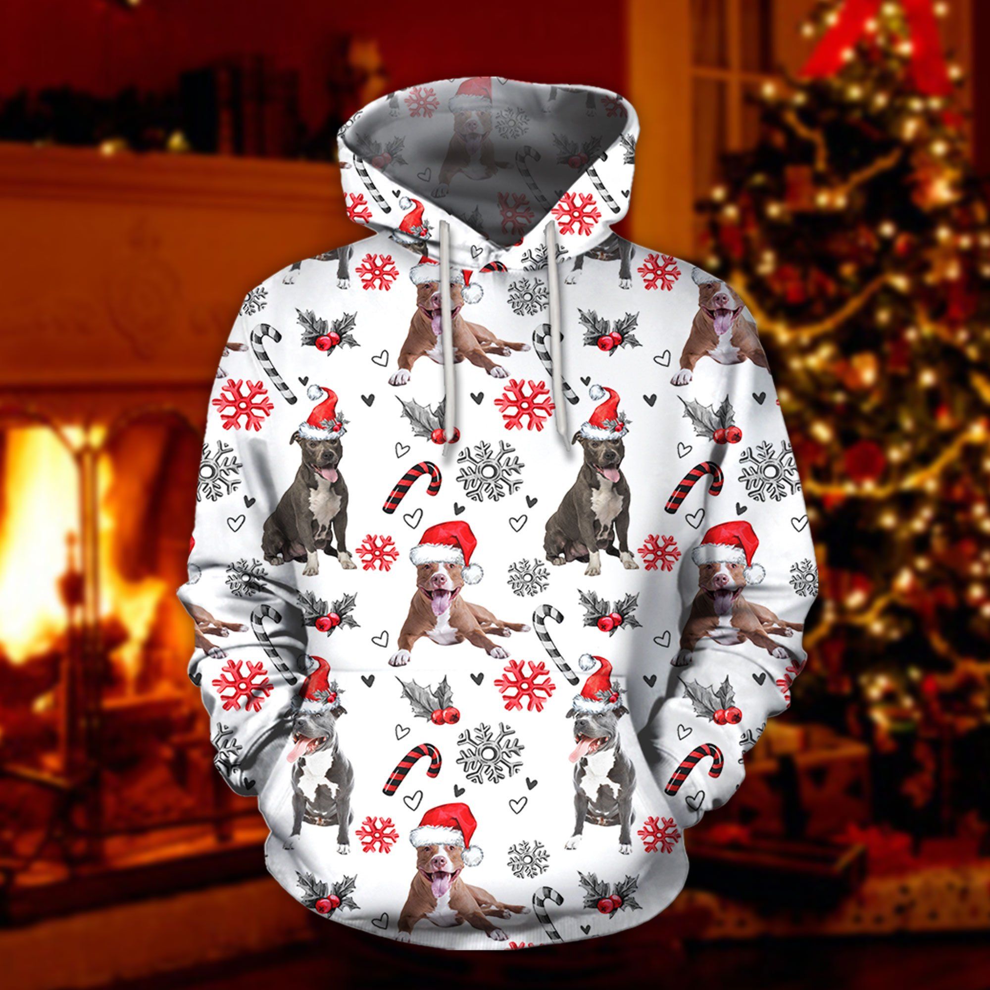 Pit Bull Christmas 3D Hoodie