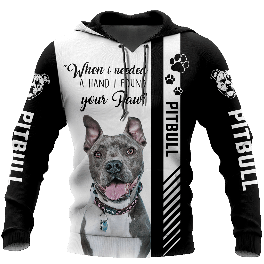 Pitbull Black And White Funny Unisex 3D Hoodie