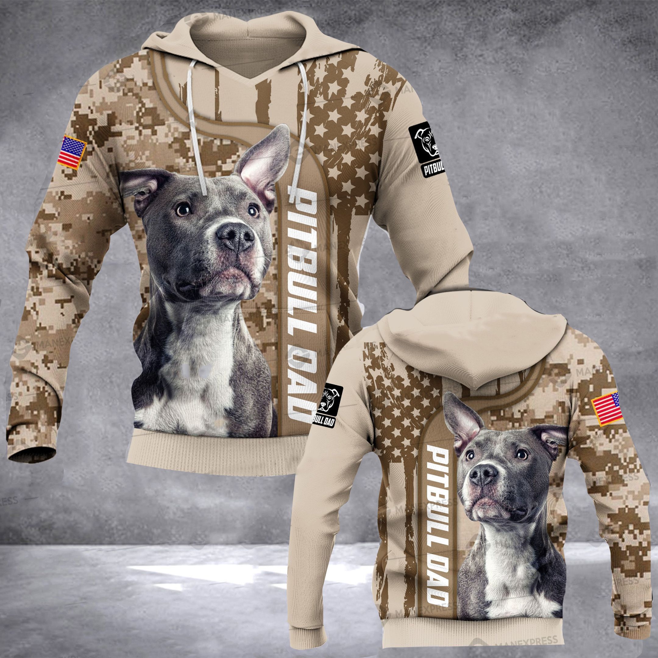 PITBULL DAD ALL OVER 3D Hoodie