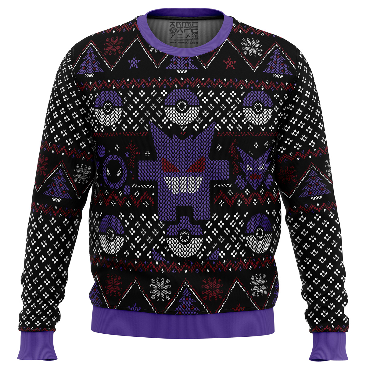 Pokemon Ghosts Gengar Ghastly Haunter Ugly Christmas Sweater- Best Christmas Gifts 2023