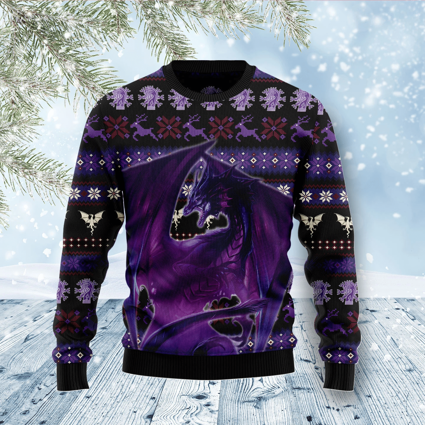 Purple Dragon Christmas Ugly Christmas Sweater- Best Christmas Gifts 2023