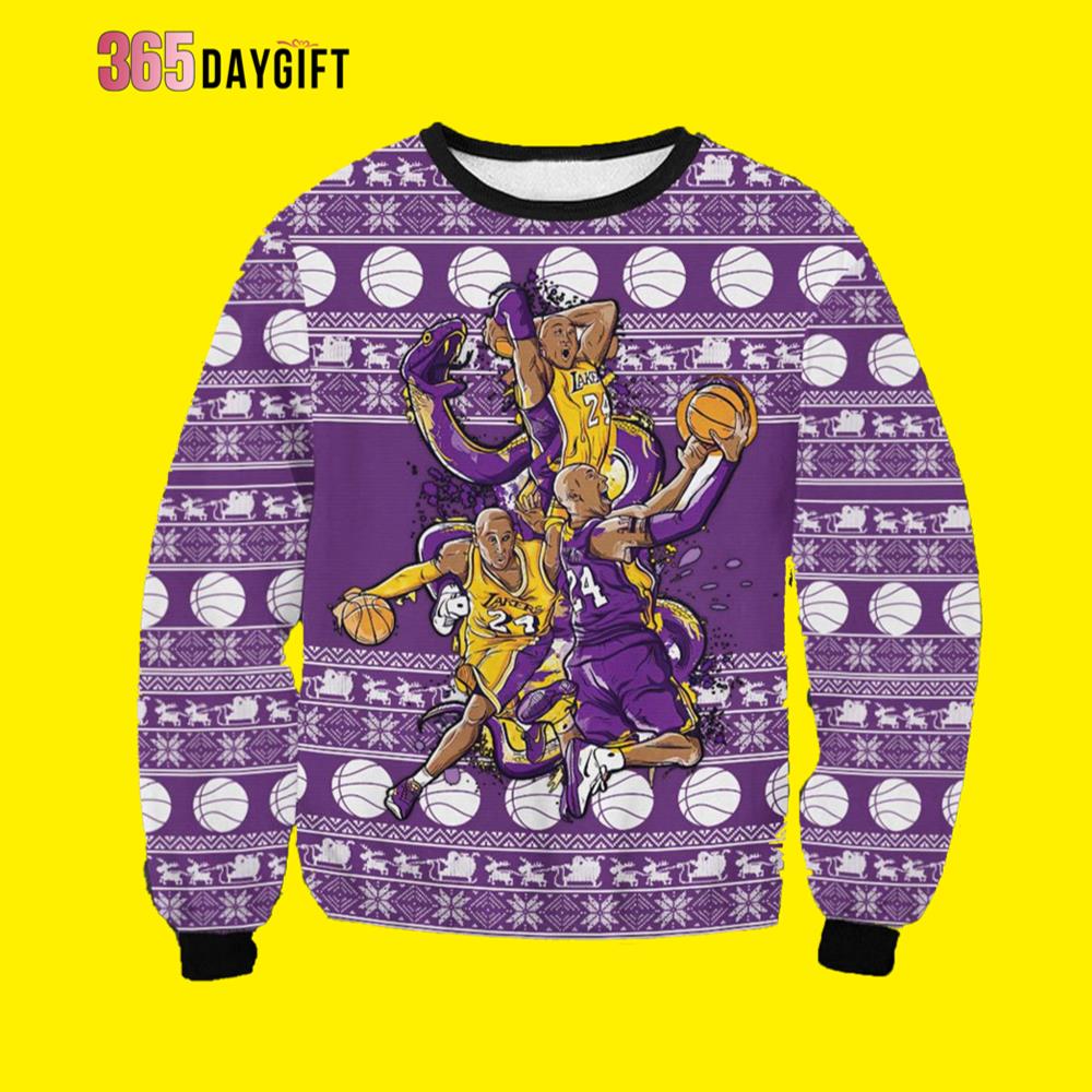 Purple Team Lakers Ugly Christmas Sweater- Best Christmas Gifts 2023