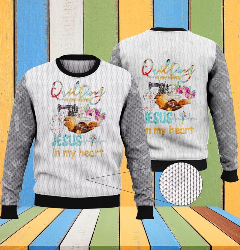 Quilting In My Veins Ugly Christmas Sweater- Best Christmas Gifts 2023