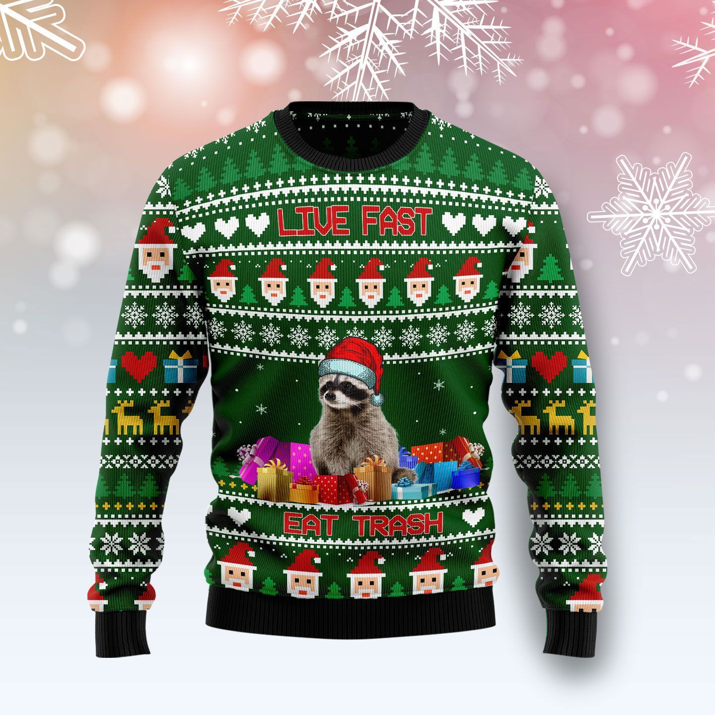 Raccoon Eat Trash Christmas Ugly Christmas Sweater – Best Christmas Gifts 2023