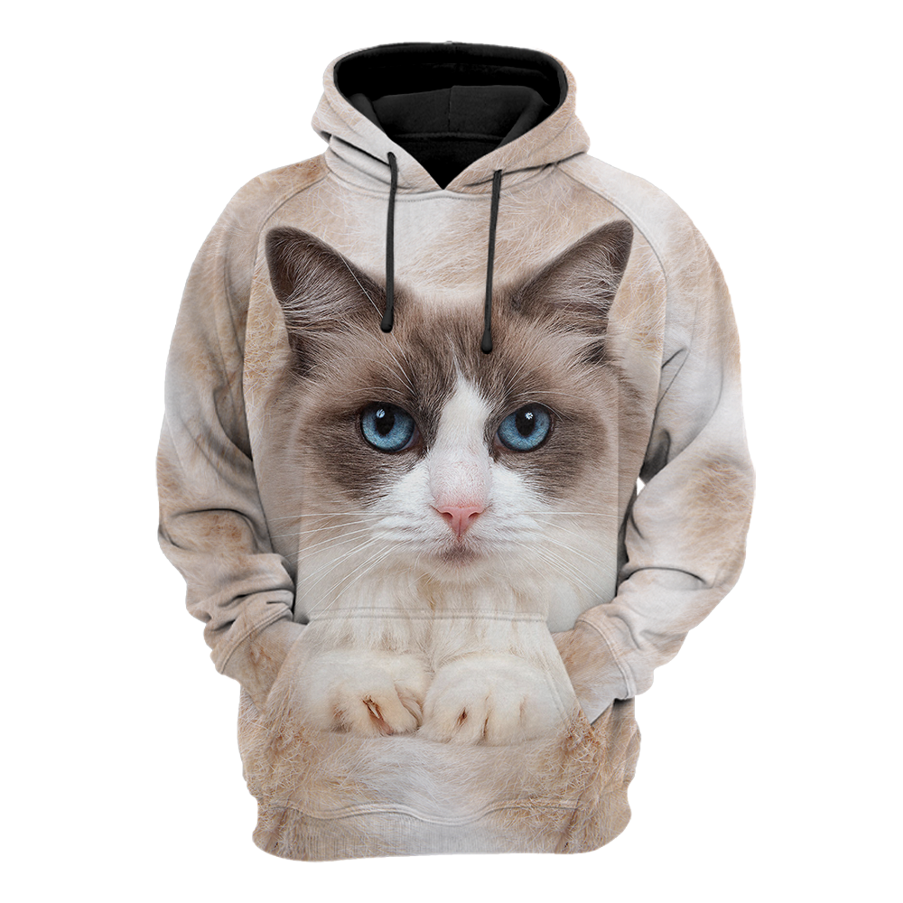 Ragdoll Cat face hair premium 3D Hoodie