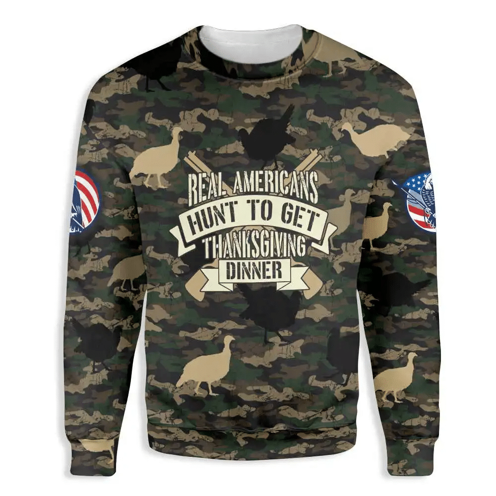 Real Americans Turkey Hunting For Thanksgiving Ugly Christmas Sweater- Best Christmas Gifts 2023