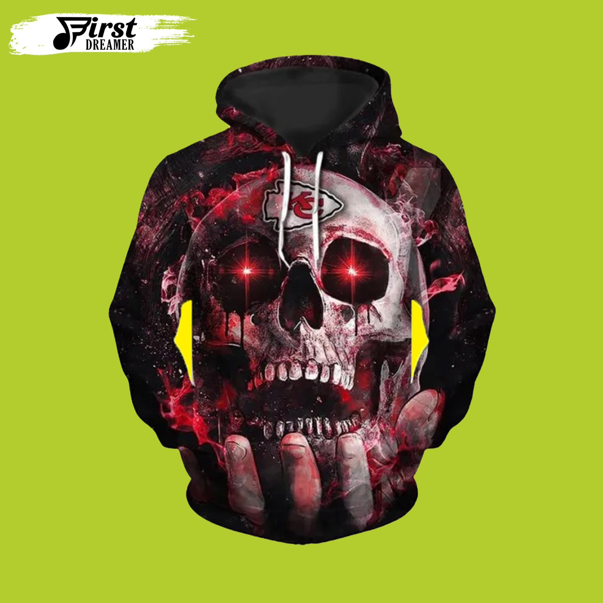 Red Skull Kansas City Chiefs Hoodie 3D