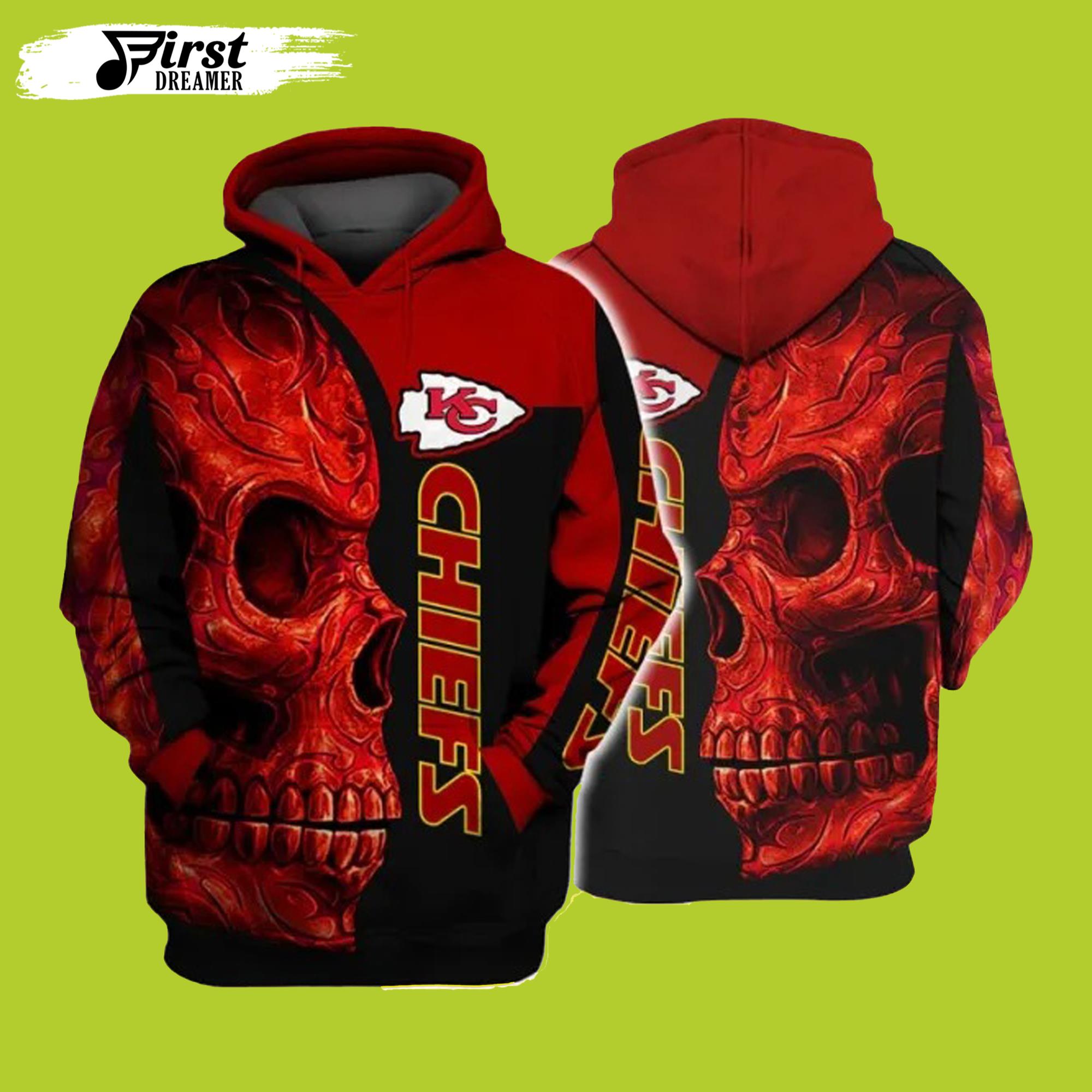 Red Skull Kansas City Chiefs Hoodie 3D Style