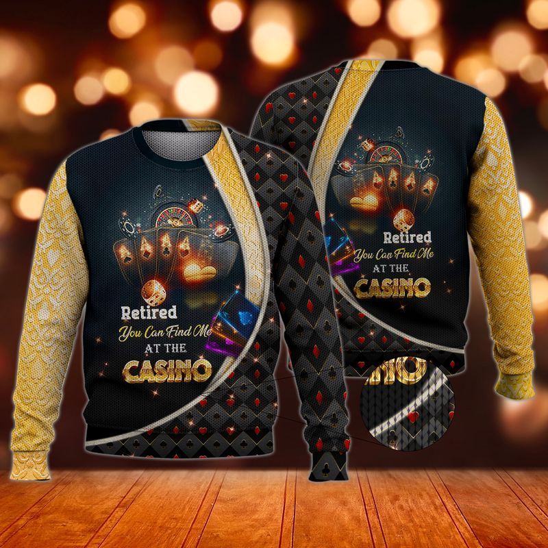 Retired Find Me In Casino Ugly Christmas Sweater- Best Christmas Gifts 2023