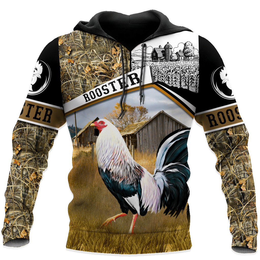 Rooster Camouflage Awesome Unisex 3D Hoodie