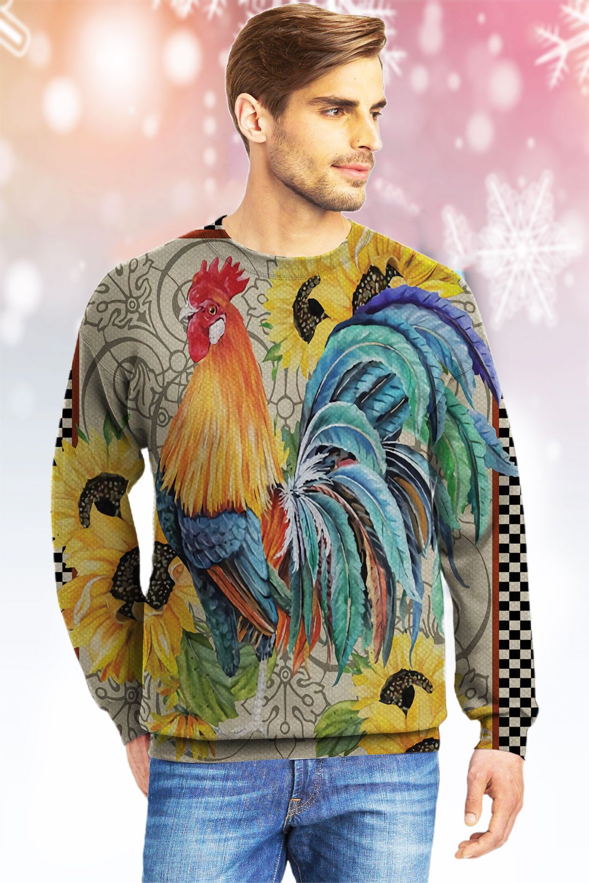 Rooster Sunflower LTTLJ Ugly Christmas Sweater- Best Christmas Gifts 2023