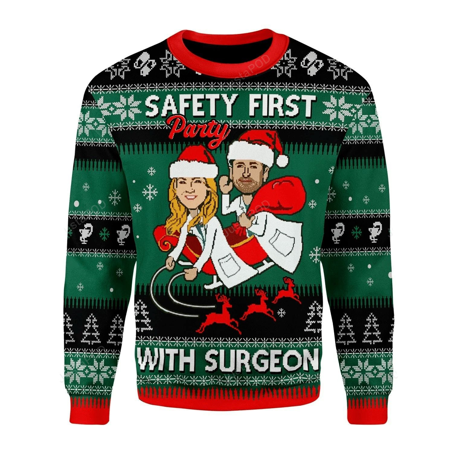 Safety First Party With Surgeon Grey’s Anatomy Ugly Sweater- Best Christmas Gifts 2023